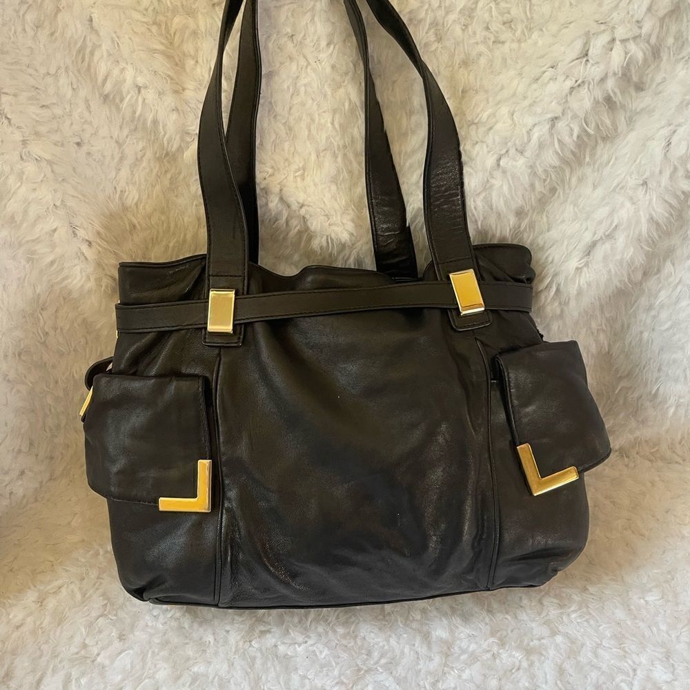 Authentic Michael Kors Beverly soft leather black drawstring satchel - Picture 8 of 12